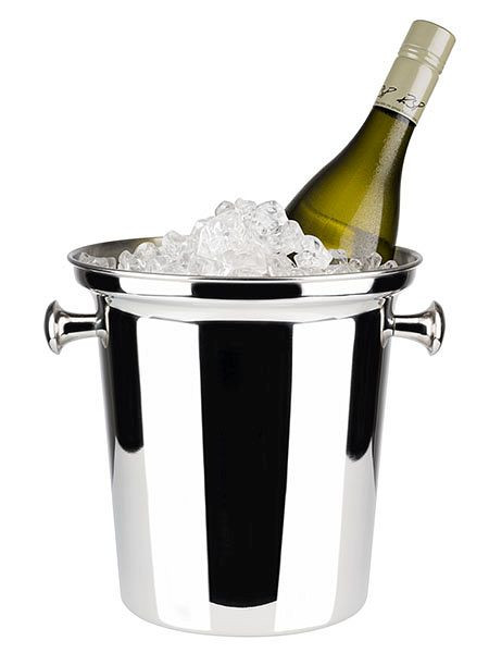APS vin/champagnekylare, Ø 21,5 cm, höjd: 22 cm, polerat rostfritt stål, matt insida, med rejäla knapphandtag, stabil, rullad kant, 36028