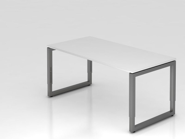 Hammerbacher skrivbord O-fot kvadratisk 160x80cm vit/grafit, rektangulär form med flytande bordsskiva, VRS16/W/G