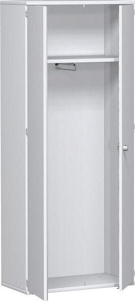 geramöbel garderob med utdragbar garderobshållare, 1 dekorativ hylla, låsbar, 800x425x1920, vit/vit, N-10AG508-WW