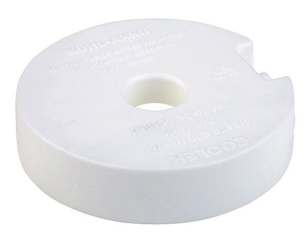 APS kallförpackning, Ø 10,5 cm, höjd: 2,5 cm, polyeten, vit, fylld med kylvätska, 10781