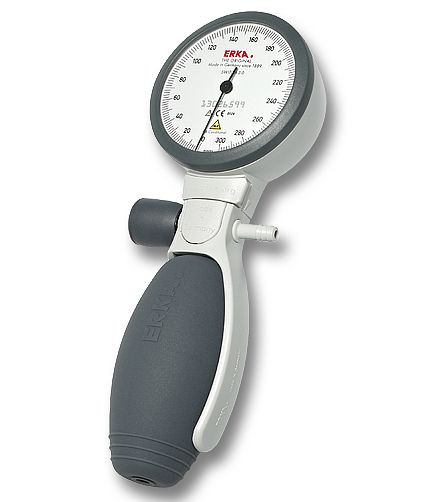 ERKA blodtrycksmätare med enrörsmanschett grön manschett SUPERB rapid, färg grå, i Switch 2.0 Comfort-fodral, storlek: 10-15cm, 293.28493