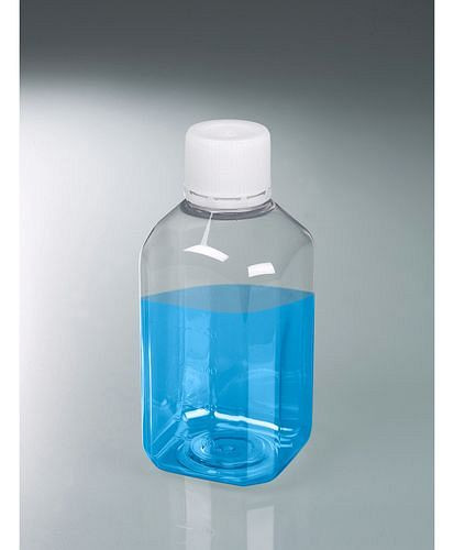 DENIOS laboratorieflaskor av PET, sterila, kristallklara, med gradering, 500 ml, PU: 24 st, 281-749