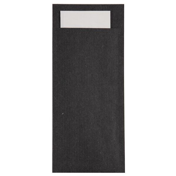 Europochette svart bestickväska med vit servett (box 500) (500 st), CK236