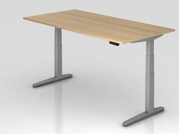 Hammerbacher elektriskt sitt-stå skrivbord 200x100cm ek/silver, rektangulär form, VXBHM2E/E/SS