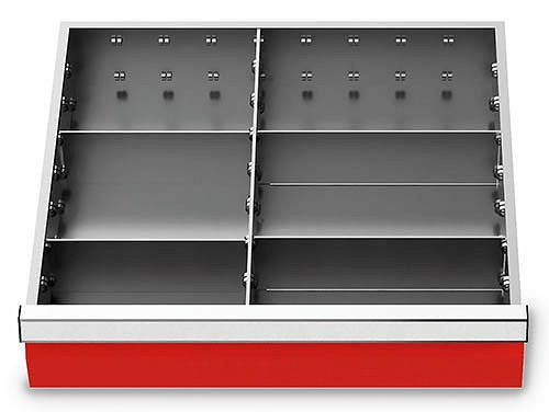 Bedrunka+Hirth metallavdelare set 5 delar, R 18-16, panelhöjd 75 mm, 1 x MF 400 mm, 2 x TW 200 mm, 2 x TW 250 mm, 146-135-75