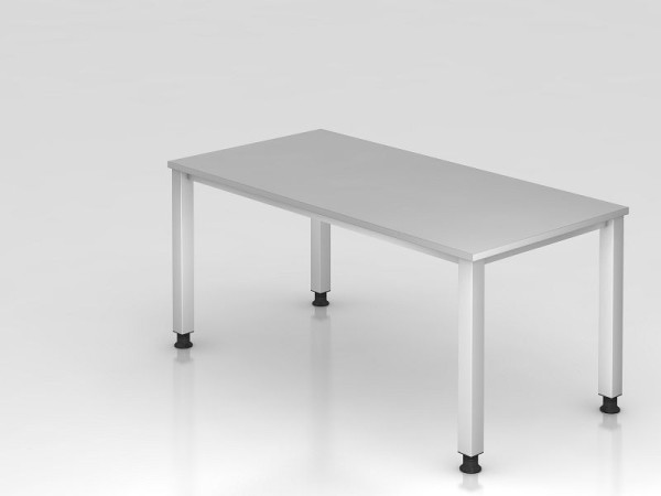 Hammerbacher Skrivbord fyrbent fyrkantigt 160x80cm grå, rektangulär form, VQS16/5/S