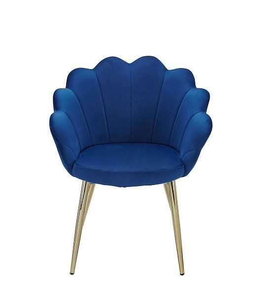 Wohnling matsalsstol tulpan sammetsblå klädd med guldfärgade ben, WL6.285