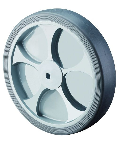 BS länkhjul gummihjul, hjulbredd 45 mm, hjul Ø 160 mm, lastkapacitet 200 kg, termoplastisk grått däck, hjulhus plast, glidlager, B43.161