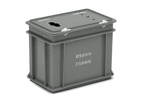 DENIOS uppsamlingslåda för begagnade batterier, plast, 1 öppning vardera för batterier + knappceller, 9 l, 117-924