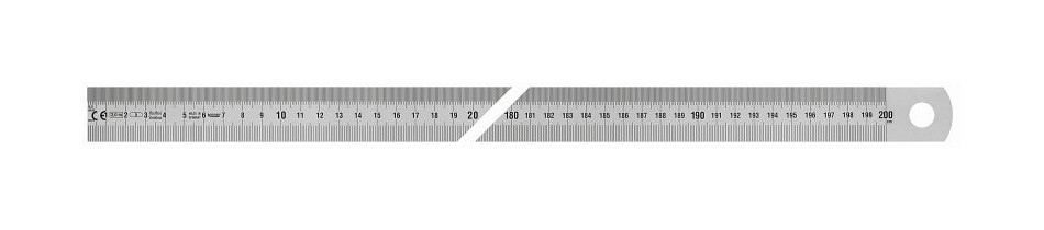 Vogel Germany stållinjal, dubbelsidig, 2000 x 30 x 1,0 mm, avläsning från vänster till höger, 1018020200D