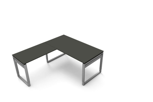 Kerkmann skrivbord B 1600 x D 800 x H 680-820 mm med förlängningsbord, form 5, färg: antracit, 11404613