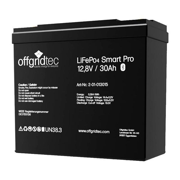 Offgridtec LiFePo4 Smart-Pro 12/30 batteri 12,8V 384Wh litiumbatteri, 2-01-013015
