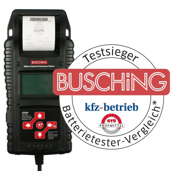 Busching Start Stop batteri/laddningssystem testare flerfärgad LCD, Batt6, 12V, Ladesys12, 24V, termisk skrivare, 100804