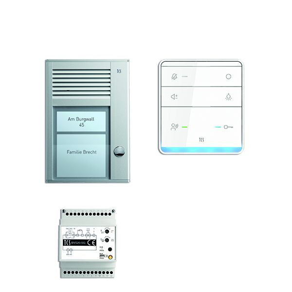 Ljud från TCS-dörrkontrollsystem: pack-AP för 1 bostadsenhet, med utomhusstation PAK 1-knapp, 1x handsfree-högtalare ISW5010, styrenhet BVS20, PSC2310-0000