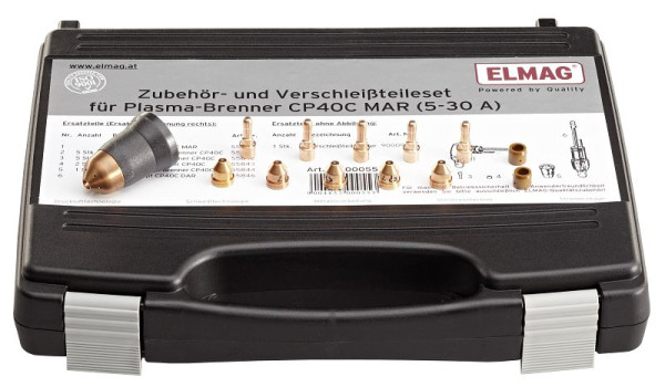 ELMAG tillbehörs- och slitdelarsats för plasmabrännare CP40 MAR (5-30 ampere) för Power Plasma 3035/M-, 00055