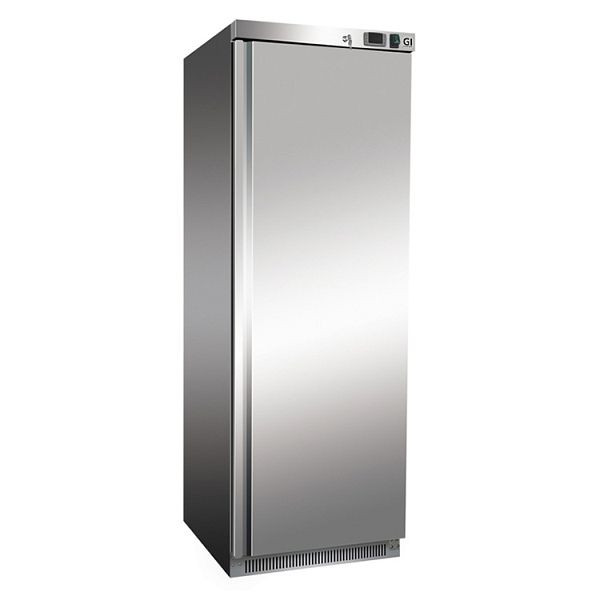 Gastro-Inox rostfritt stål 400 liters kylskåp, statiskt kylt med fläkt, nettovolym 360 liter, 201.106