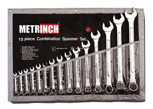 Metrinch Kombinationsnyckel Set i Roll Case 15st MET-0135