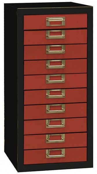 ADB lådlåda 10, övergripande mått (L x D x H): 27 x 34,2 x 50 cm, kroppsfärg: antracitgrå (RAL 7016), lådfärg: eldröd (RAL 3000), 40310