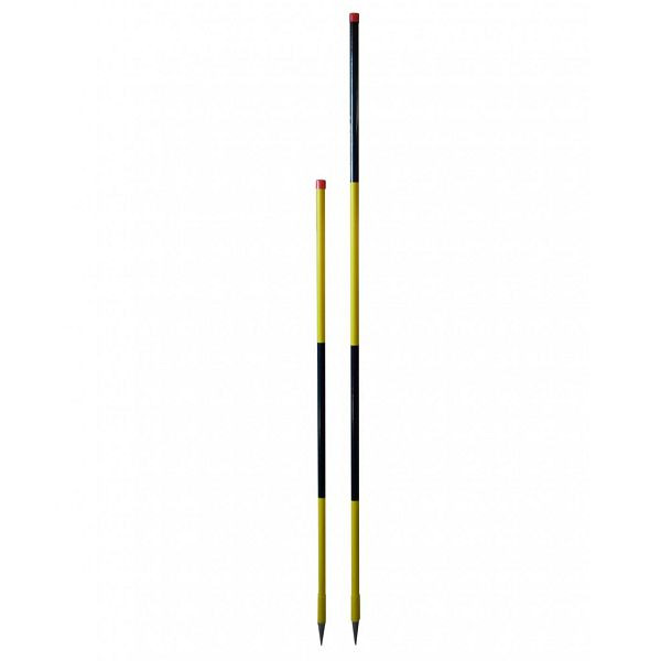 NESTLE snöguide i trä, PVC-belagd, 50 cm indelning, svart/gul, rund spets, 2 m, PU: 12 st, 11301000