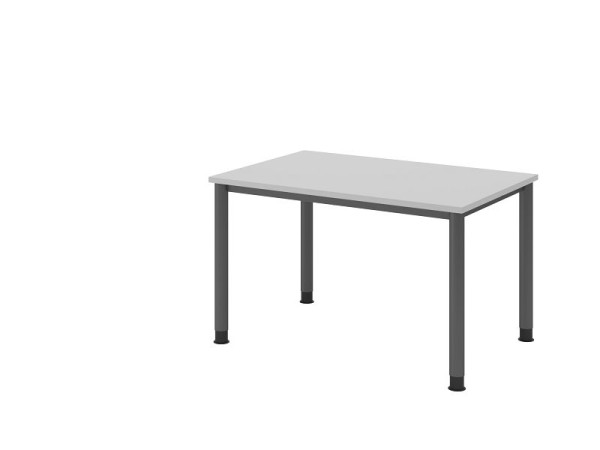 Hammerbacher skrivbord HS12, 120 x 80 cm, ovansida: grå, 25 mm tjock, 4-fots ram i grafit, arbetshöjd 68,5-81 cm, VHS12/5/G