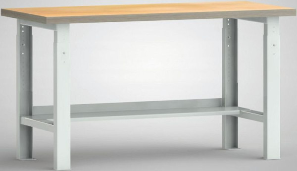 KLW standard arbetsbänk, 1500 x 700 mm, höjdjustering, med bok multiplexskiva, WS513V-1500M40-X1582