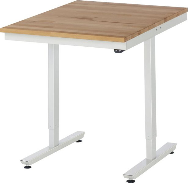 RAU arbetsbord serie adlatus 150 (elektriskt höj- och sänkbar), bänkskiva i massiv bok, 750x720-1120x1000 mm, 08-AT-075-100-B