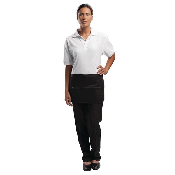 Whites servitörsförkläde med ficka och dragkedja svart, A587