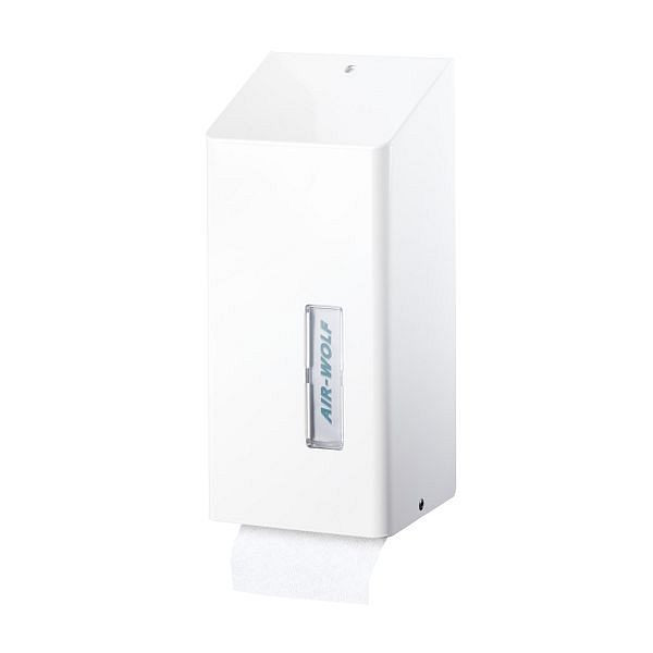 Air Wolf toalettpappersdispenser för enkla ark, Omega-serien, H x B x D: 300 x 143 x 116 mm, vitt rostfritt stål, 29-430