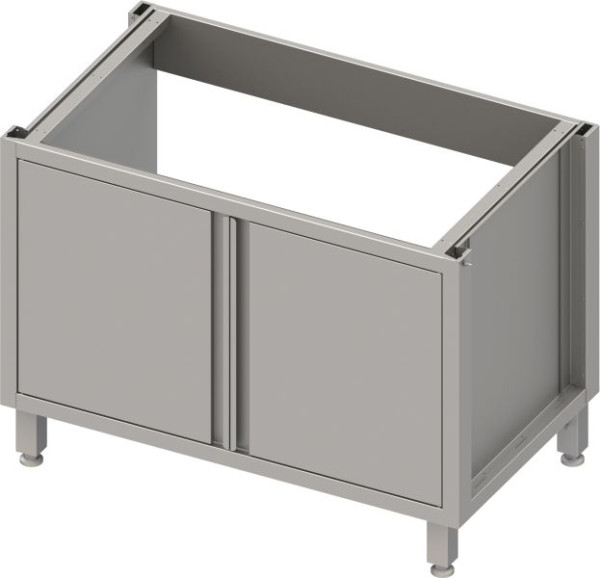 Stalgast diskbänksskåp i rostfritt stål version 2.0, för ben/sockelram, med gångjärnsdörrar 800x540x660 mm, BX08571