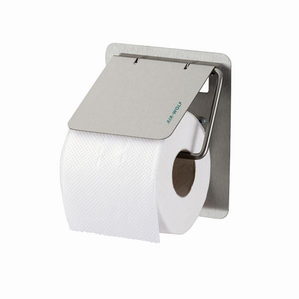 Air Wolf toalettpappershållare, Omega-serien, H x B x D: 155 x 130 x 117 mm, belagt rostfritt stål, 29-032