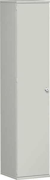 geramöbel dörrskåp 4 dekorativa hyllor, låsbart, lås till höger, 400x425x1920, ljusgrå/ljusgrå, N-10DR504-LL