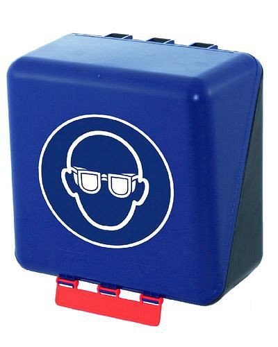 DENIOS midibox för förvaring av ögonskydd, blå, 119-582