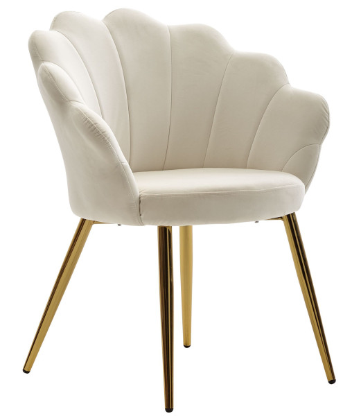 Wohnling matsalsstol tulpan sammet vit klädd, köksstol med guldfärgade ben, skalstol skandinavisk design, WL6.438