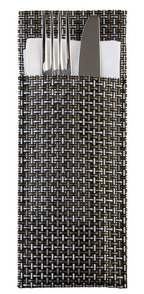 APS servett- och bestickfickor, 24 x 9 cm, silvergrå, PVC, smalband, set om 6, 60551
