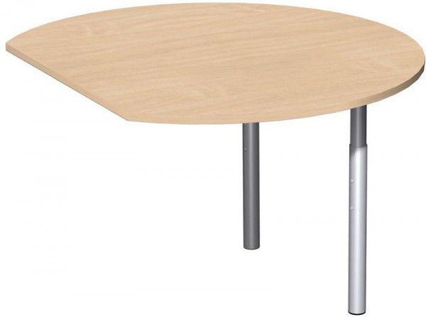 geramöbel förlängningsbord runt med stödfötter, inkl länkmaterial, höjdjusterbart, 1200x1047x680-820, bok/silver, N-647207-BS