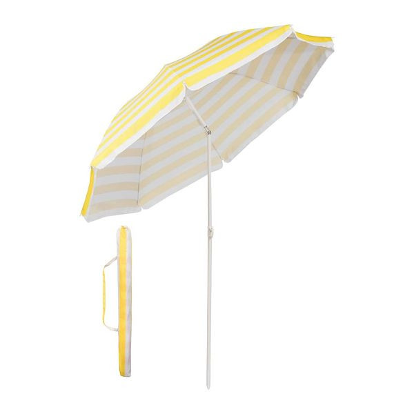 Sekey® 160 cm runt parasoll, färg: gula och vita ränder, 39916003