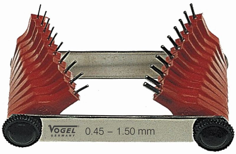 Vogel Germany munstycksmätare, 0,45 - 1,50 mm, 20 blad, 472201