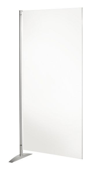 Kerkmann presentationsväggsystem, whiteboardelement, B 800 x D 450 x H 1750 mm, aluminium silver/vit, 45696710