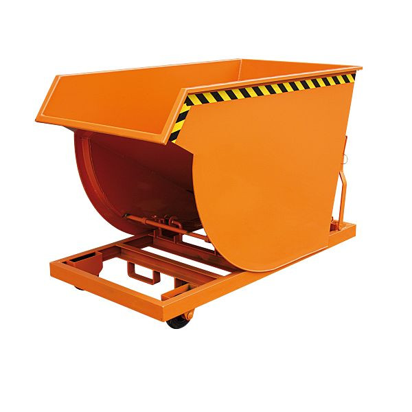 Eichinger industriell spånbehållare med silplåtsinsats och avtappningskran, 1000 kg, 300 liter, ren orange, 20450400000000