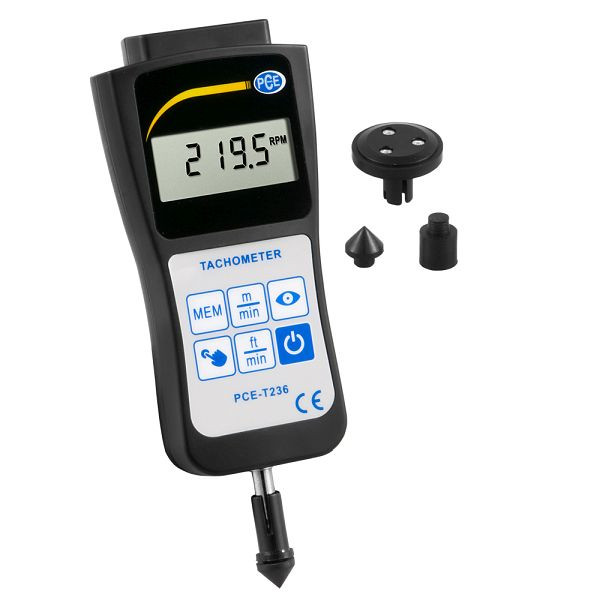 PCE Instruments Varvräknare för hastigheter upp till 99 999 rpm, batteridriven, 65 x 215 x 38 mm, PCE-T236