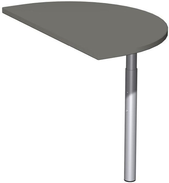 geramöbel påbyggnadsbord halvcirkelformigt med stödfot, inkl länkmaterial, höjdjusterbar, 500x800x680-820, grafit/silver, N-647006-GS