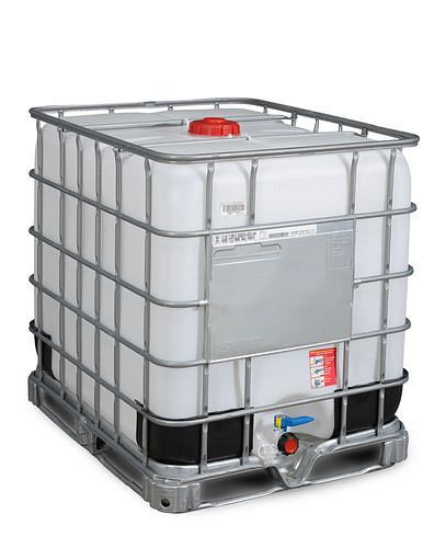 DENIOS IBC container, stålram pall, 1000 l, öppning NW150, utlopp NW50, 266-158