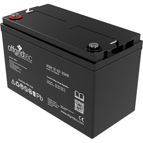 Offgridec AGM 101Ah 20HR 12V - solcellsbatteri extremt cykelsäkert, 2-01-001004