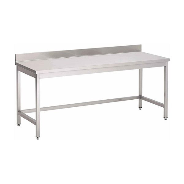 Gastro-Inox rostfritt stål AISI 430 arbetsbord med uppstånd, 700x600x850mm, förstärkt med 18mm tjock belagd spånskiva, 301.206