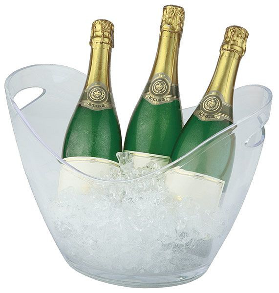 APS vin/champagnekylare, 35 x 27 cm, höjd: 25,5 cm, MS, kristallklar, 6 liter, med 2 sidoöppningar, lämplig för flera flaskor, 36048
