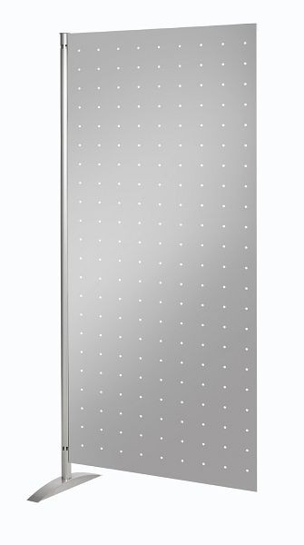 Kerkmann presentationsväggsystem, perforerat plåtelement, B 800 x D 450 x H 1750 mm, aluminium silver, 45696614