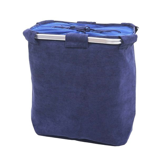 Mendler tvättuppsamlare HWC-C34, Tvättlåda tvättkorg tvättbehållare med nät, 2 fack 56x49x30cm 82l, sladdblå, 73199