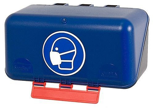 DENIOS minibox för förvaring av andningsskydd, blå, 116-480