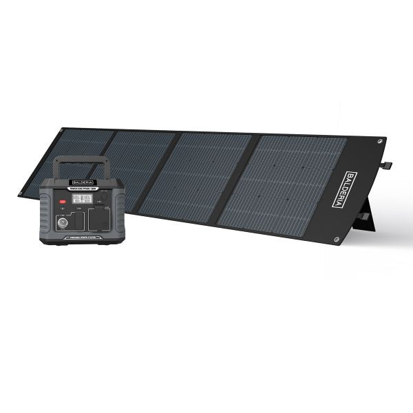 Balderia mobila kraftverk, 200 W, 400 Wh, 4 solcellspaket på 50 W vardera, färg: svart, PPS500-SP200
