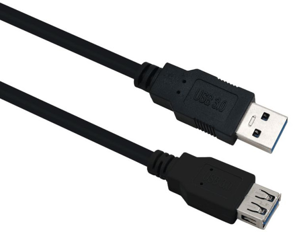 Helos förlängningskabel, USB 3.0 A hane/A hona, 0,5m, svart, 288349